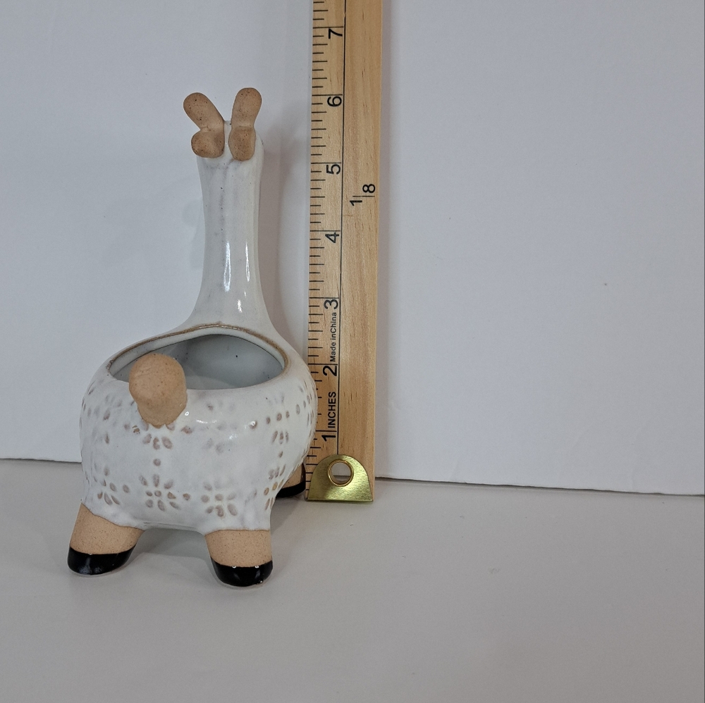 Ceramic White Giraffe Textured Succulent Air Plant Planter Indoor Nursery Decor - Picture 8 of 11